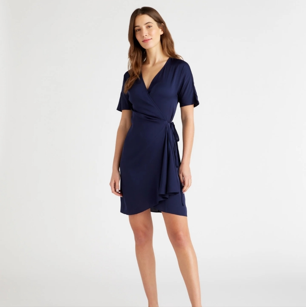 Quince Washable Silk Wrap Tie Dress In Black